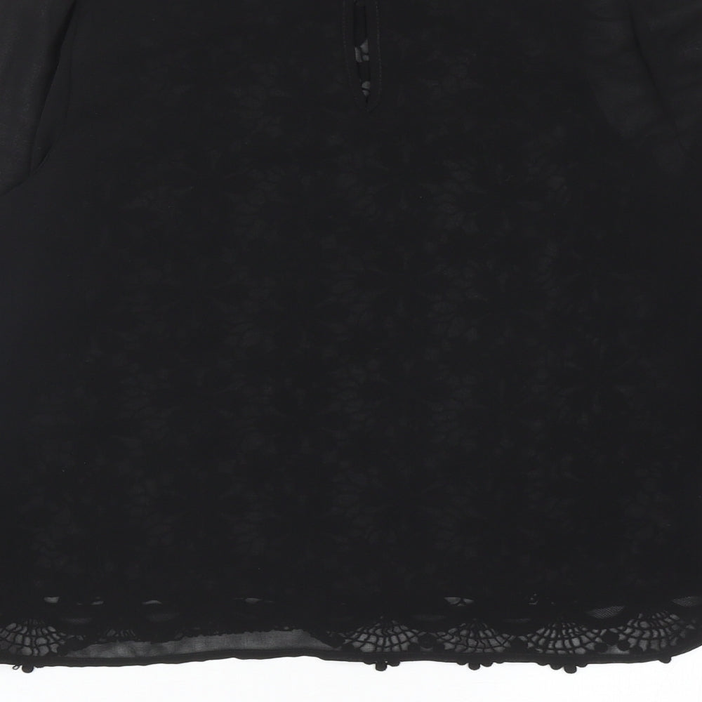 Womens UK Size 10 Warehouse Black Basic Blouse