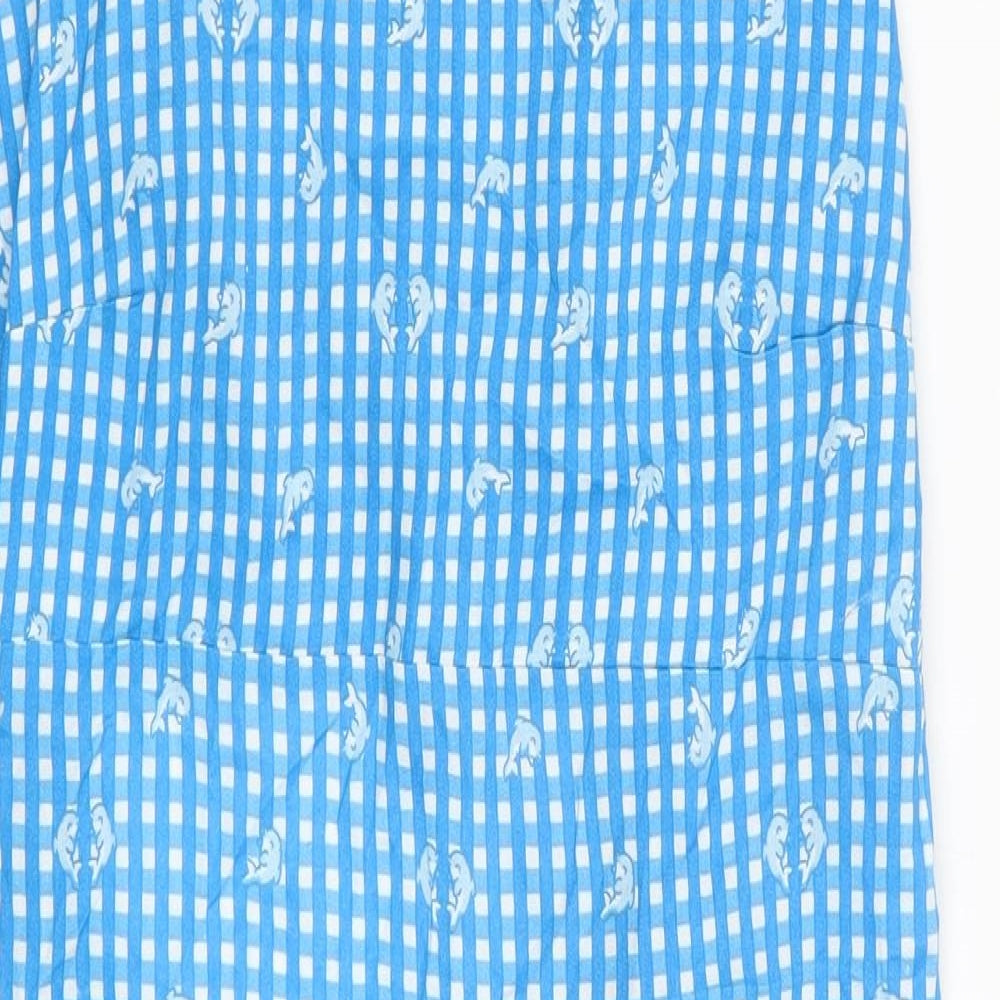 Daisy Street Womens Blue Check Viscose Mini Size 10 Round Neck Tie
