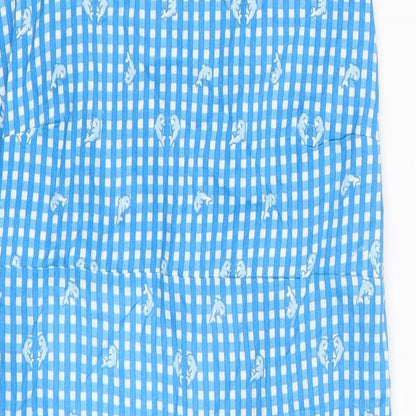 Daisy Street Womens Blue Check Viscose Mini Size 10 Round Neck Tie