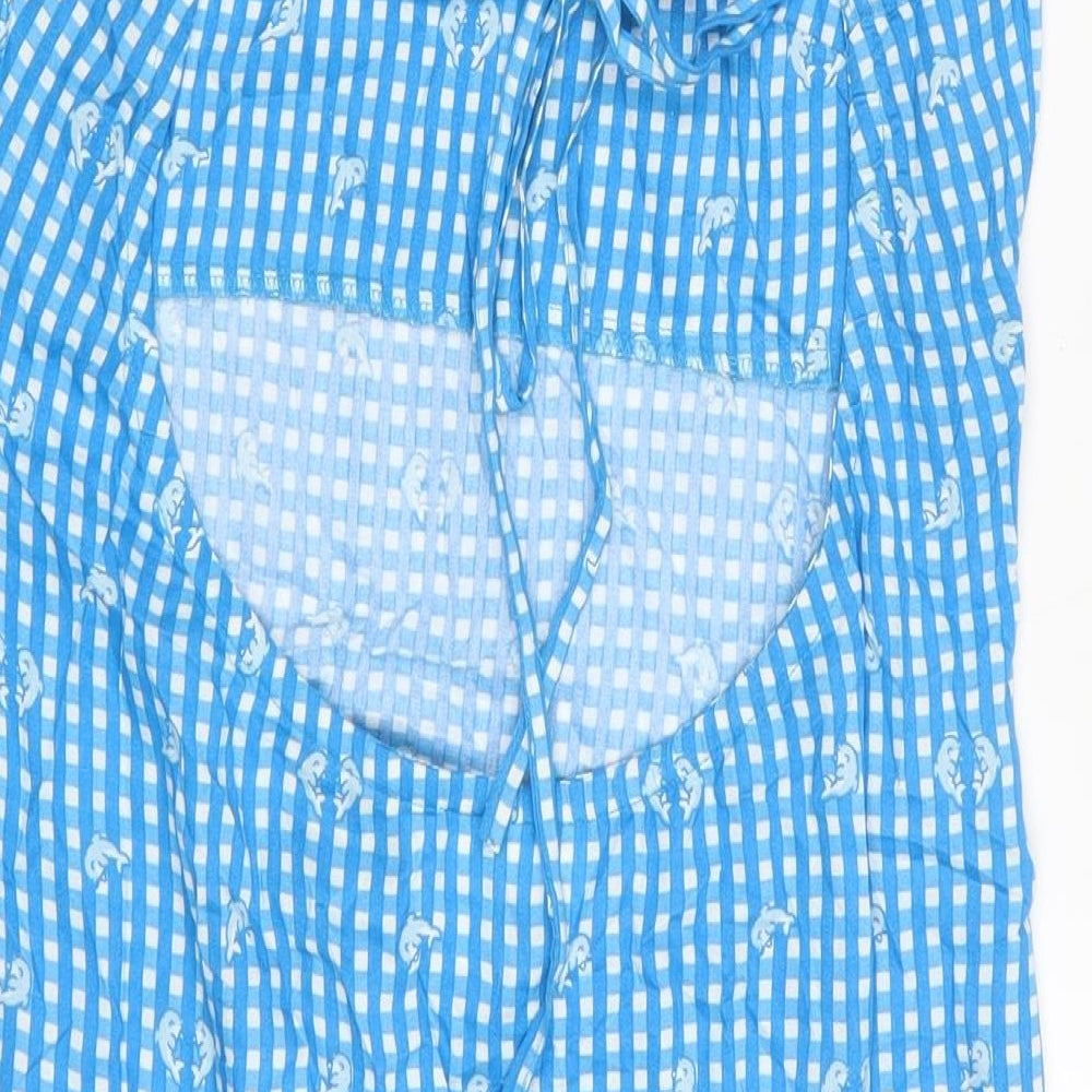 Daisy Street Womens Blue Check Viscose Mini Size 10 Round Neck Tie