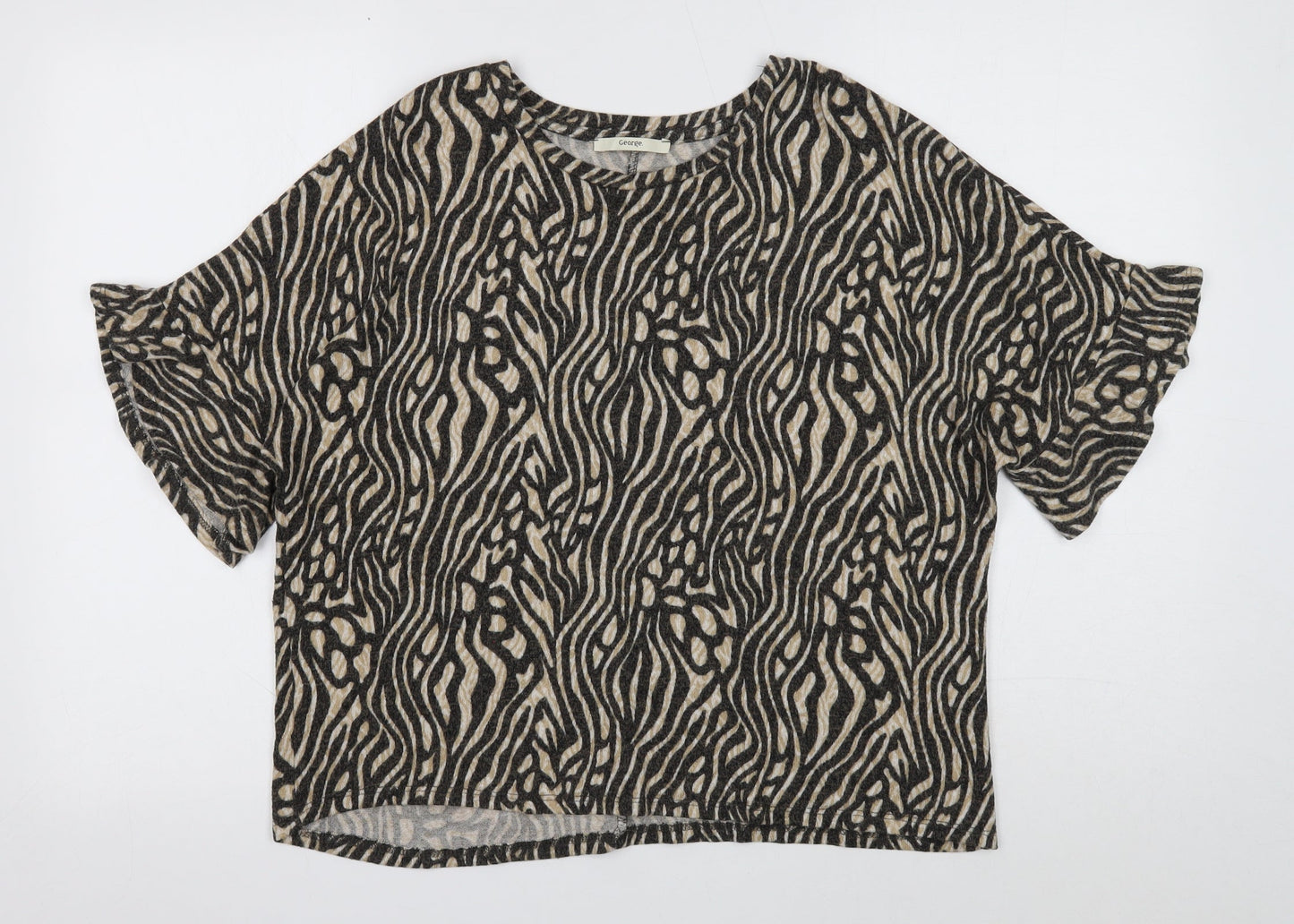 George Womens Multicoloured Geometric Viscose Basic T-Shirt Size L Round Neck