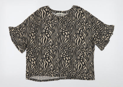 George Womens Multicoloured Geometric Viscose Basic T-Shirt Size L Round Neck