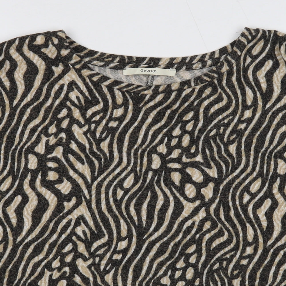 George Womens Multicoloured Geometric Viscose Basic T-Shirt Size L Round Neck