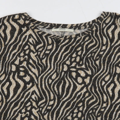 George Womens Multicoloured Geometric Viscose Basic T-Shirt Size L Round Neck