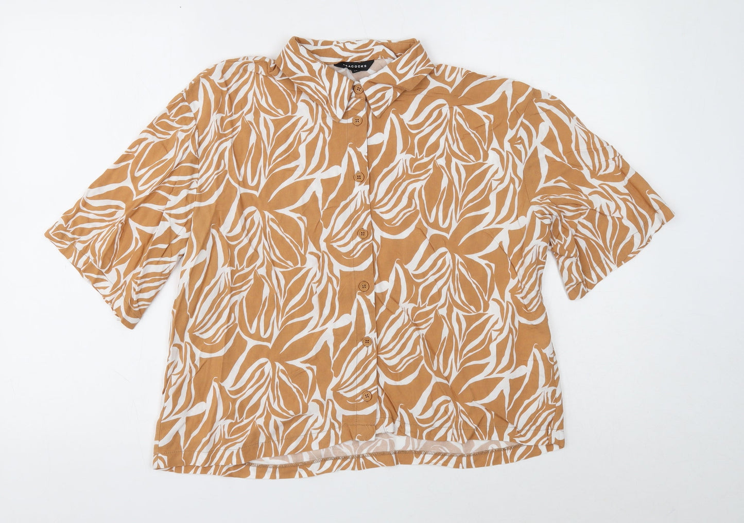 Womens UK Size 14 Peacocks Brown Basic Button-Up