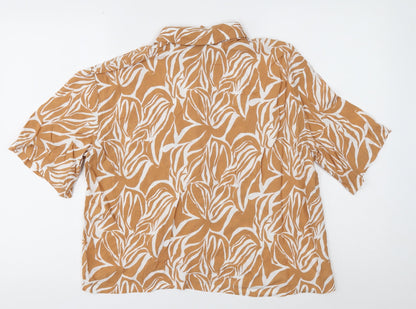 Womens UK Size 14 Peacocks Brown Basic Button-Up