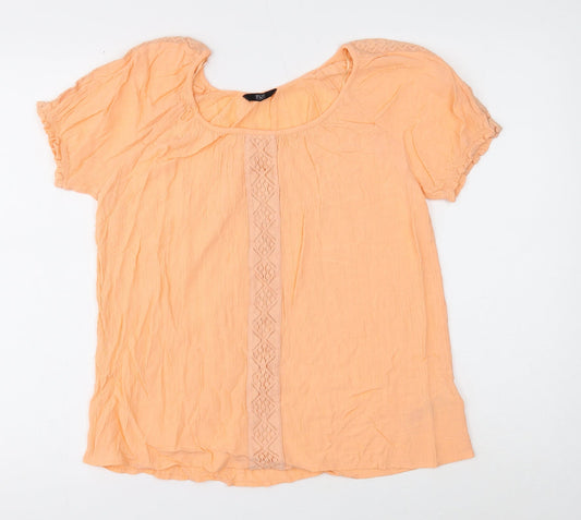 F&F Womens Orange Viscose Basic T-Shirt Size 10 Round Neck