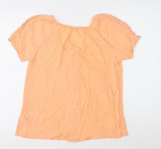 F&F Womens Orange Viscose Basic T-Shirt Size 10 Round Neck