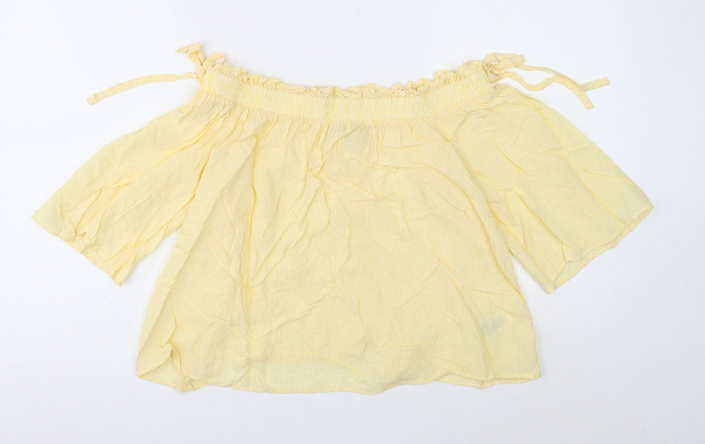 Womens UK Size 10 Marks and Spencer Yellow Cropped Blouse