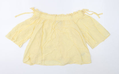 Womens UK Size 10 Marks and Spencer Yellow Cropped Blouse