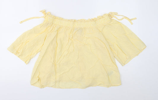 Womens UK Size 10 Marks and Spencer Yellow Cropped Blouse