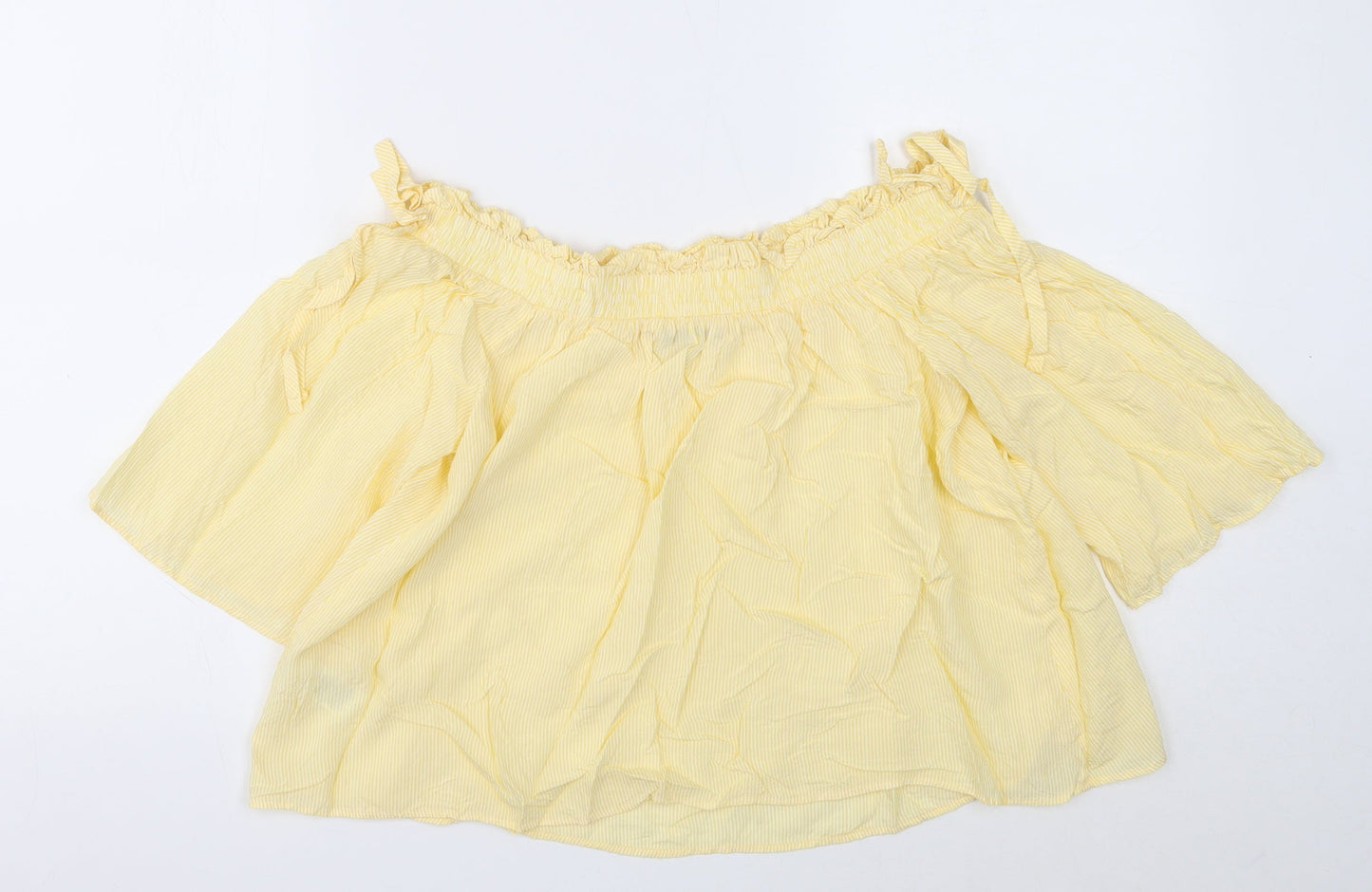 Womens UK Size 10 Marks and Spencer Yellow Cropped Blouse