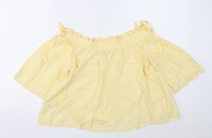 Womens UK Size 10 Marks and Spencer Yellow Cropped Blouse