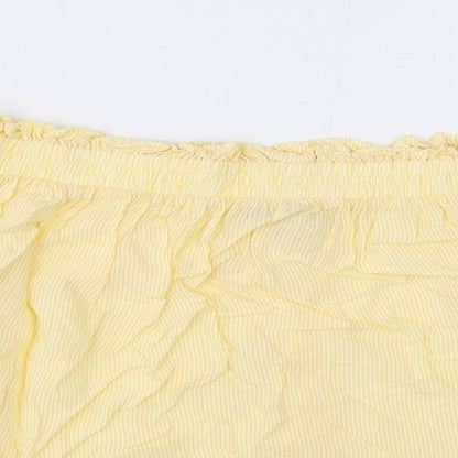 Womens UK Size 10 Marks and Spencer Yellow Cropped Blouse
