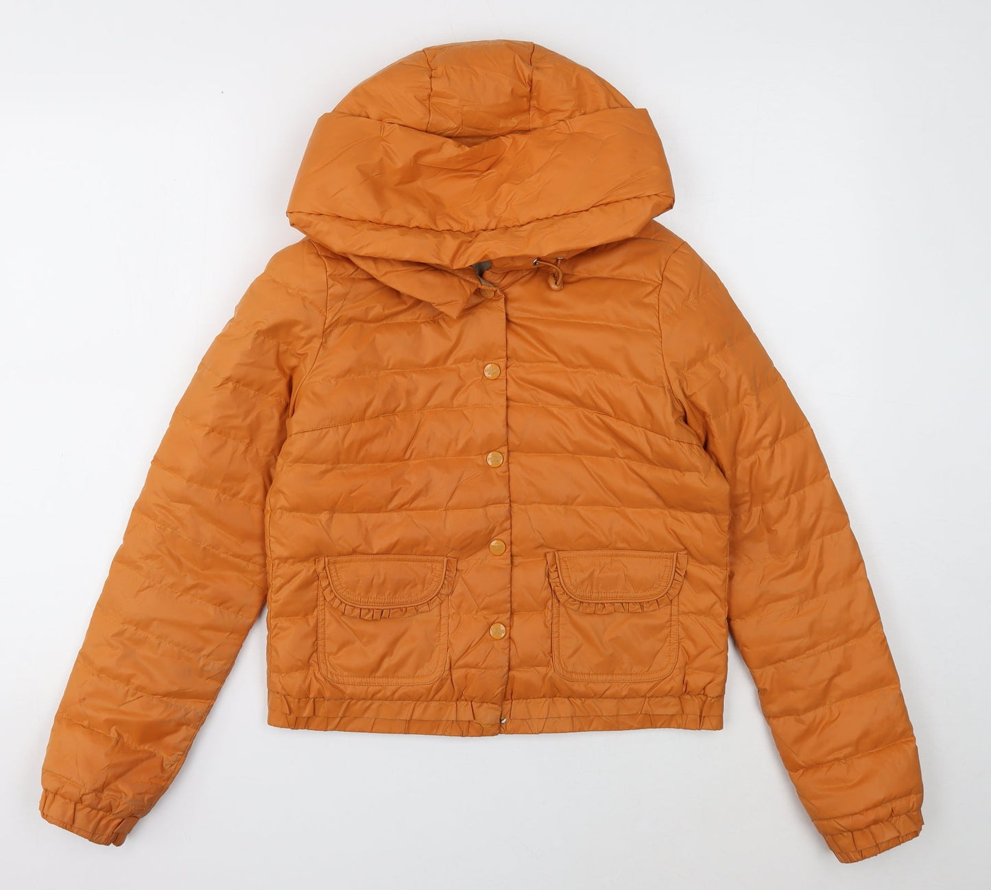 Five Plus Womens Orange Quilted Coat Size S Button