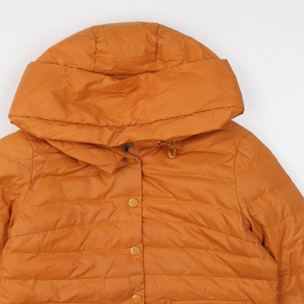 Five Plus Womens Orange Quilted Coat Size S Button