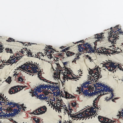 Primark Womens Multicoloured Paisley Viscose Hot Pants Shorts Size 8 Regular Drawstring