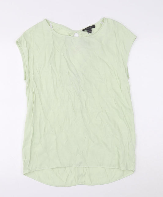 Primark Womens Green Polyester Basic Blouse Size 6 Round Neck