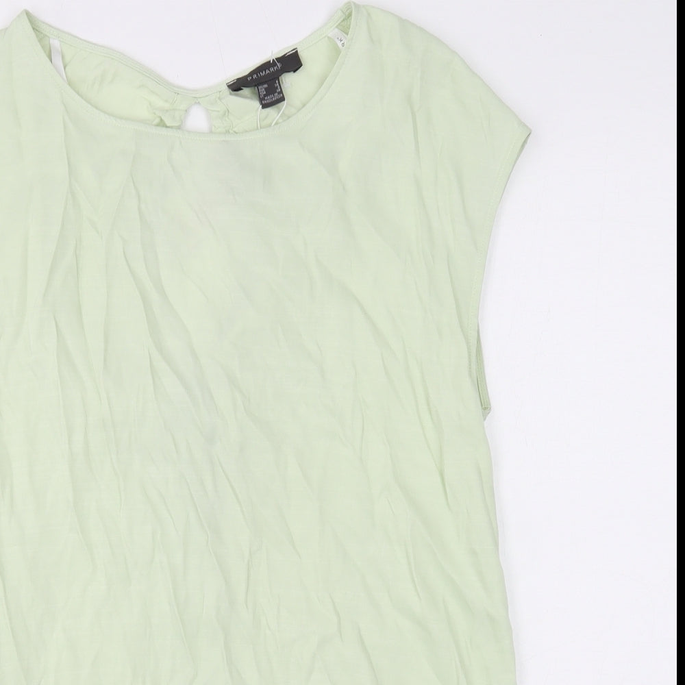 Primark Womens Green Polyester Basic Blouse Size 6 Round Neck
