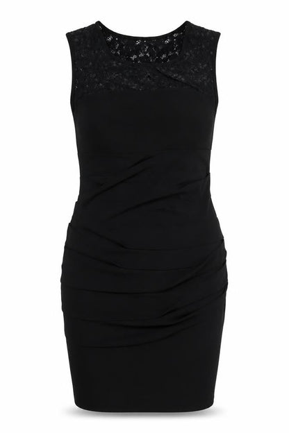 En Focus Studio Womens Black Polyester Bodycon Size 12 Round Neck Pullover - Lace Detail