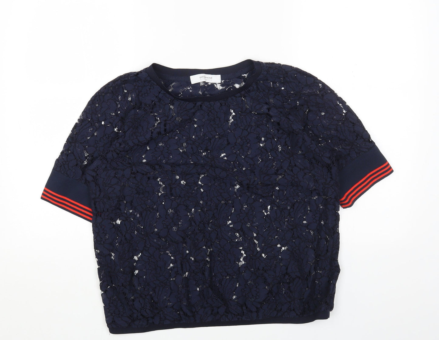 Promod Womens Blue Polyester Basic Blouse Size M Round Neck