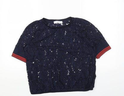 Promod Womens Blue Polyester Basic Blouse Size M Round Neck