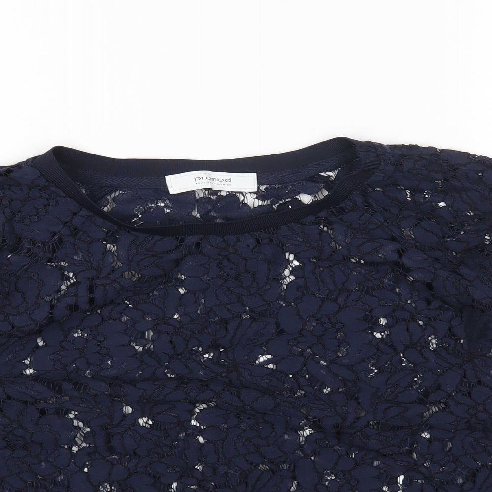 Promod Womens Blue Polyester Basic Blouse Size M Round Neck