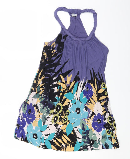 Oasis Womens Multicoloured Floral Viscose Tank Dress Size 10 Halter Pullover