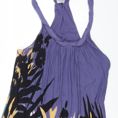 Oasis Womens Multicoloured Floral Viscose Tank Dress Size 10 Halter Pullover