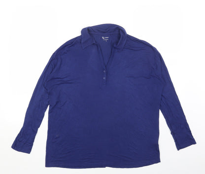 TU Womens Blue Viscose Basic T-Shirt Size 10 Collared