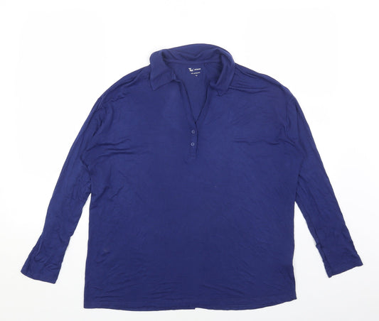 TU Womens Blue Viscose Basic T-Shirt Size 10 Collared