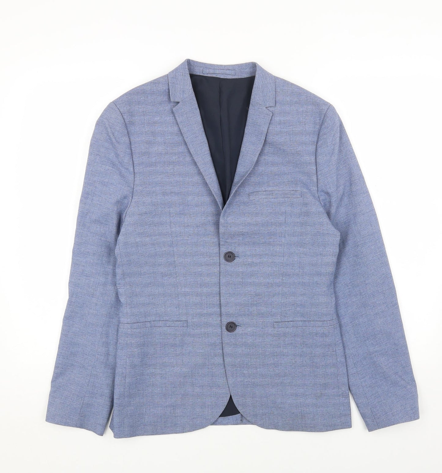 H&M Womens Blue Polyacrylate Fibre Jacket Blazer Size 14