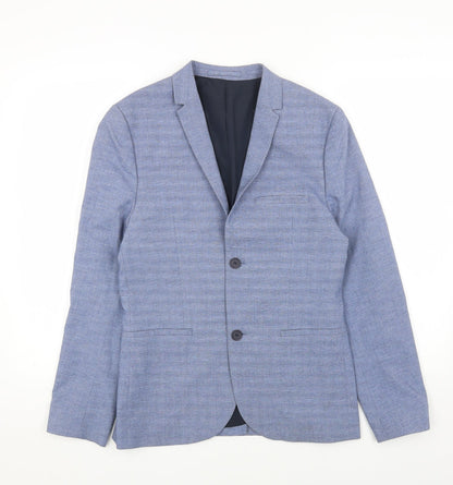 H&M Womens Blue Polyacrylate Fibre Jacket Blazer Size 14