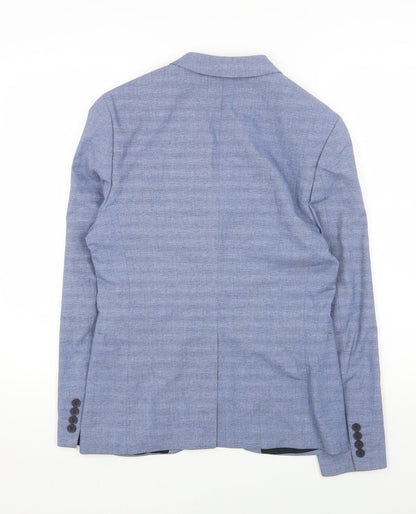 H&M Womens Blue Polyacrylate Fibre Jacket Blazer Size 14