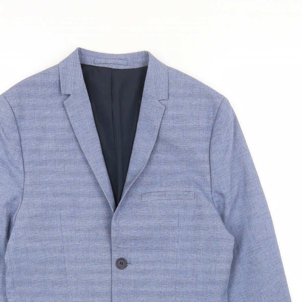 H&M Womens Blue Polyacrylate Fibre Jacket Blazer Size 14