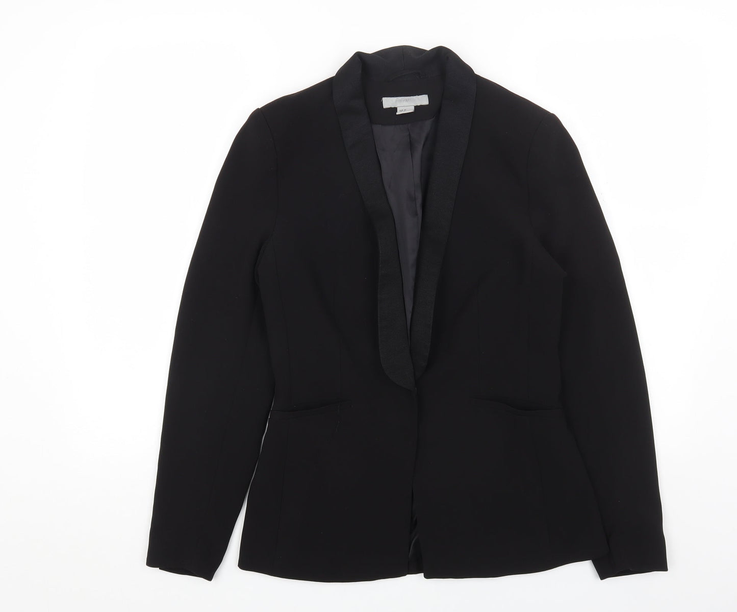 H&M Womens Black Polyester Jacket Blazer Size 8
