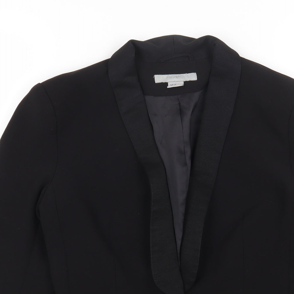 H&M Womens Black Polyester Jacket Blazer Size 8