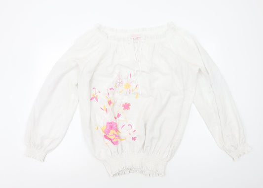 Womens UK Size L Gharani Strok White Basic Blouse