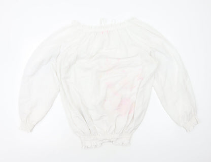 Womens UK Size L Gharani Strok White Basic Blouse