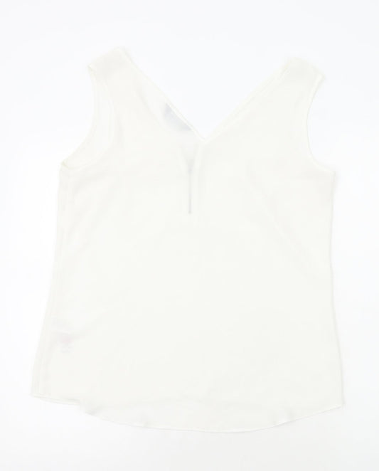 Dorothy Perkins Womens White Polyester Basic Tank Size 14 V-Neck