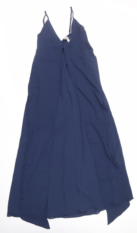 ASOS Womens Blue Polyester Maxi Size 8 V-Neck Zip