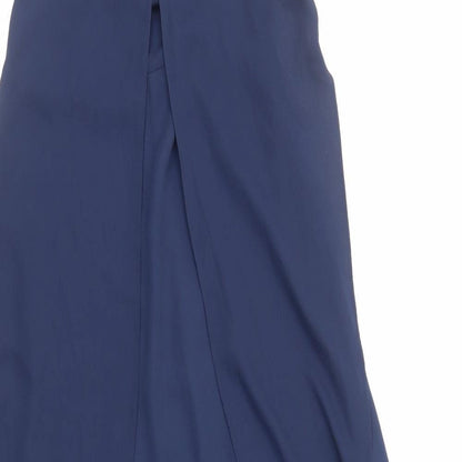 ASOS Womens Blue Polyester Maxi Size 8 V-Neck Zip