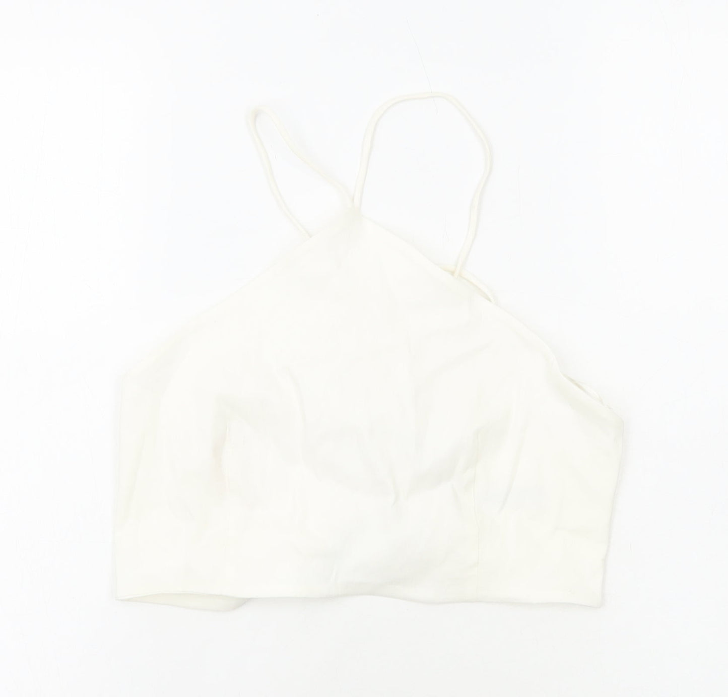 Womens UK Size M Zara White Cropped Tank