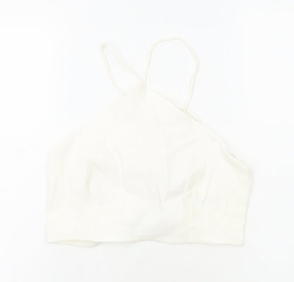 Womens UK Size M Zara White Cropped Tank
