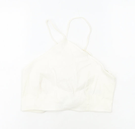 Womens UK Size M Zara White Cropped Tank