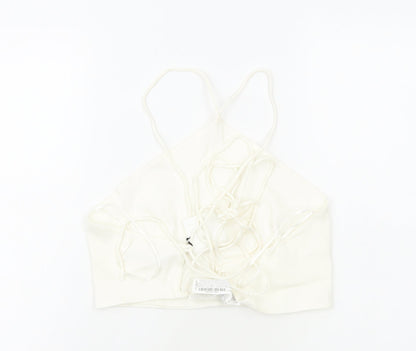 Womens UK Size M Zara White Cropped Tank