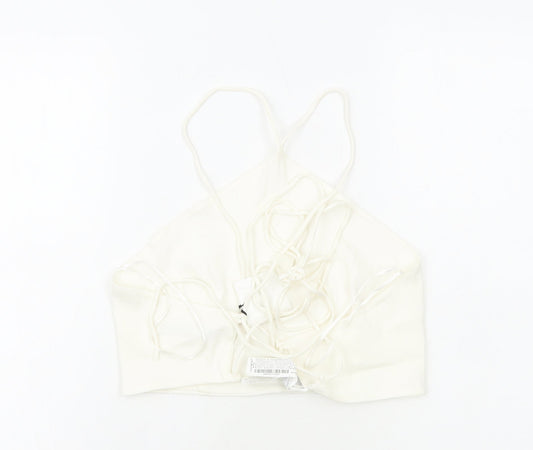 Womens UK Size M Zara White Cropped Tank
