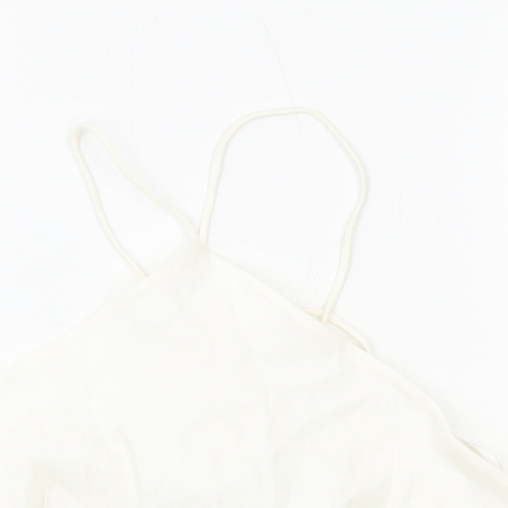 Womens UK Size M Zara White Cropped Tank
