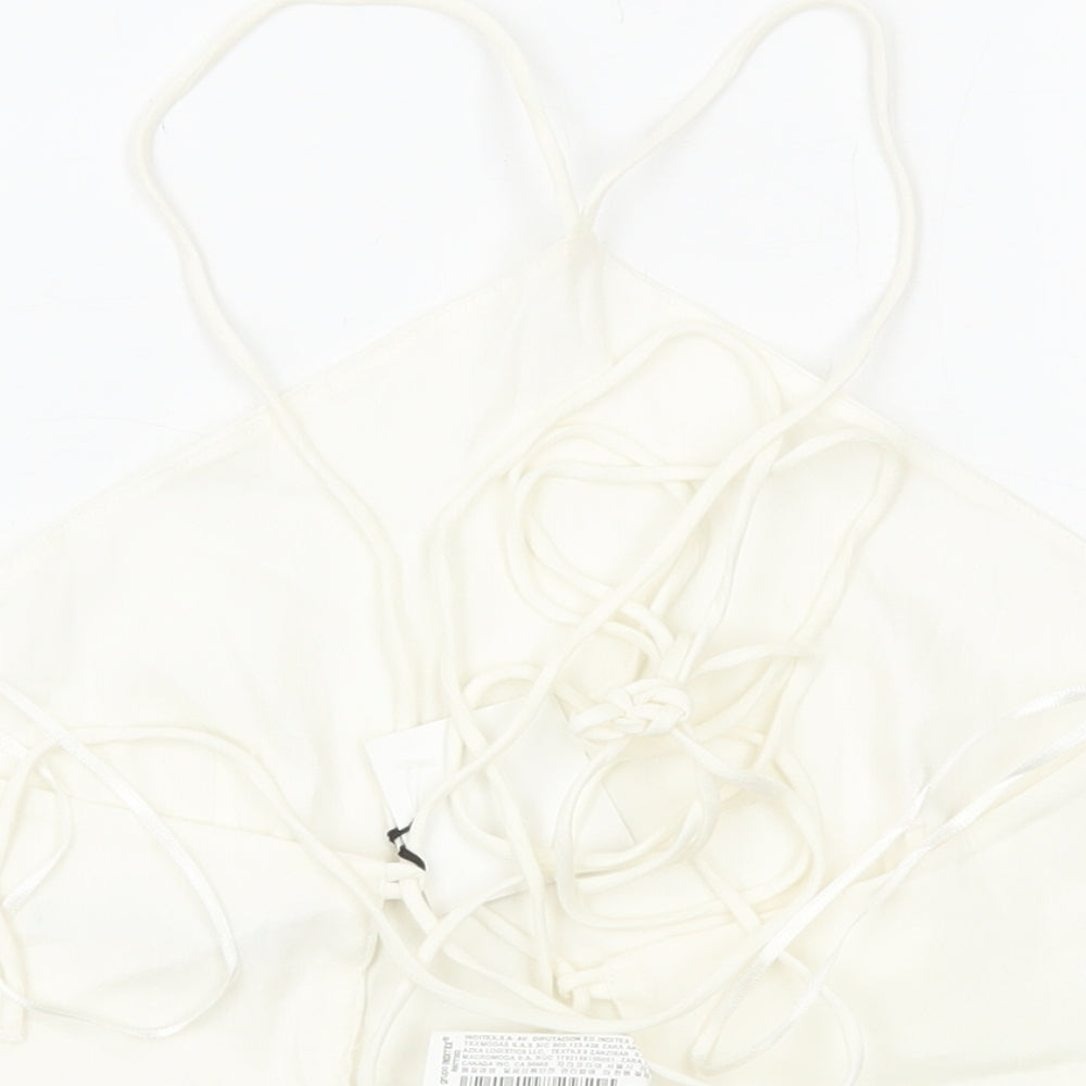 Womens UK Size M Zara White Cropped Tank