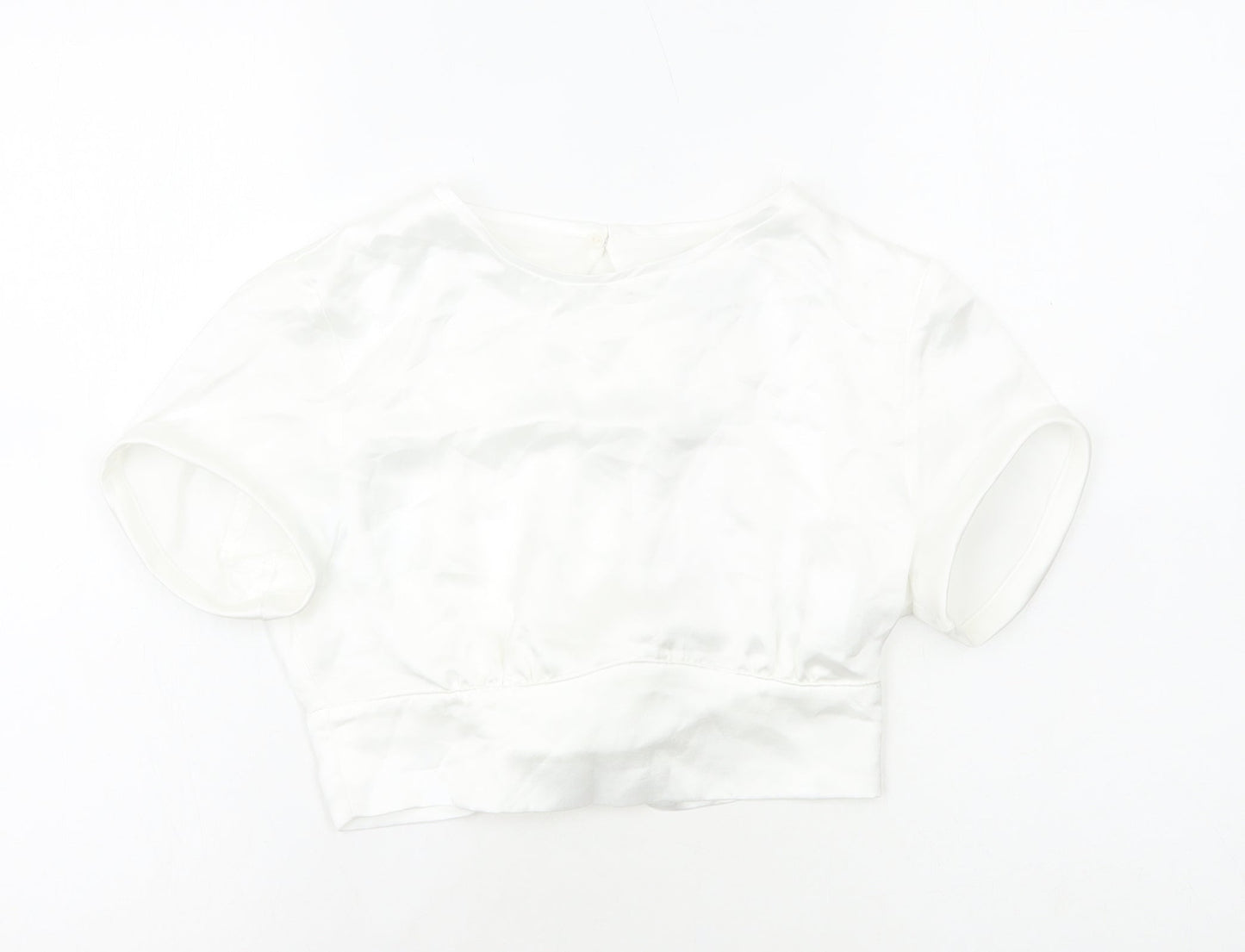 Womens UK Size S Zara White Cropped Blouse